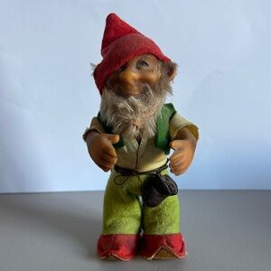 Steiff Vintage Gnome Figurine with Red Hat 1960